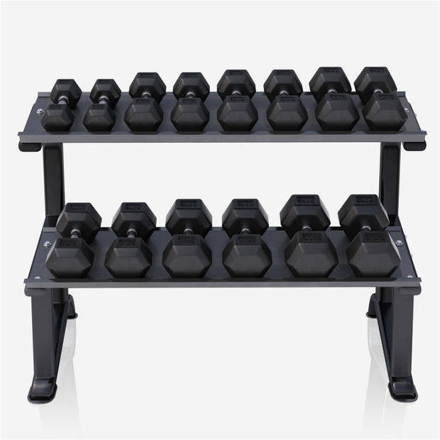 Gorilla Sports Dumbell rek met 237 kg Hexagon Halters - Opslag rack met Gewichten - 14 dumbells
