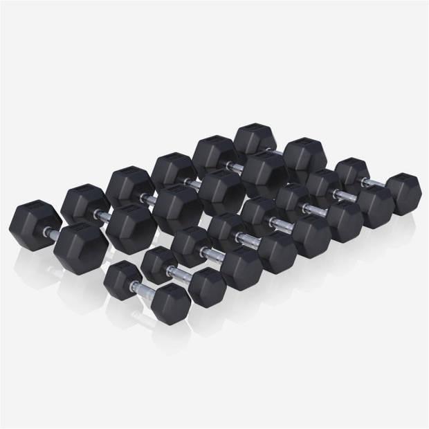 Gorilla Sports Dumbell rek met 237 kg Hexagon Halters - Opslag rack met Gewichten - 14 dumbells