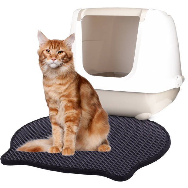 MaxxPet Kattenbakmat - Schoonloopmat Kattenbak - Katten Grit Opvanger - Uitloopmat Kattenbak - 50x40 cm - Zwart