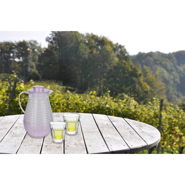 Alpina Waterkan/sapkan met fruit infuser/reservoir - 2 liter - kunststof - roze - 25 cm - Schenkkannen