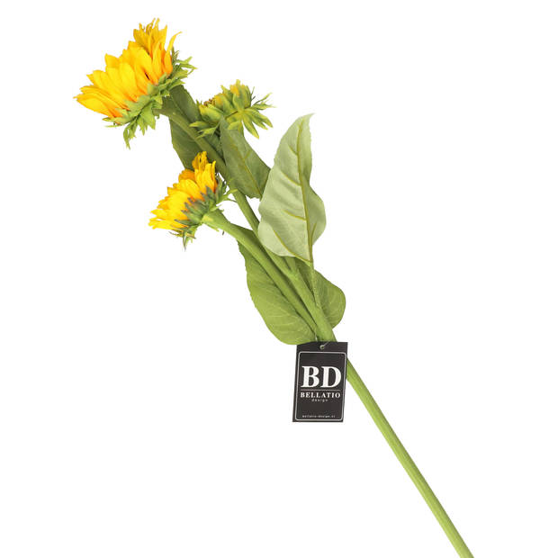 Bellatio Design Kunstbloem Zonnebloem Helianthus XL - 85 cm - 3 bloemen - kunst zijdebloem - Kunstbloemen