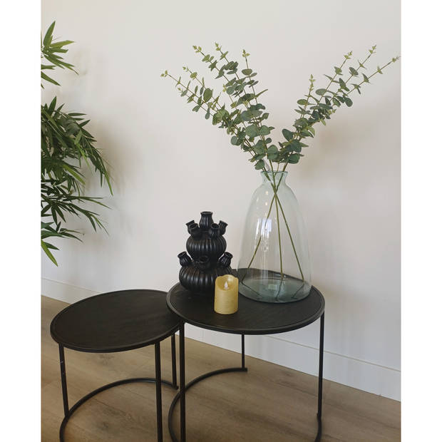 Bellatio Design Kunstbloem/kunsttak Eucalyptus Cinera - 90 cm - 5 takken - kunst zijdebloemen - Kunstbloemen
