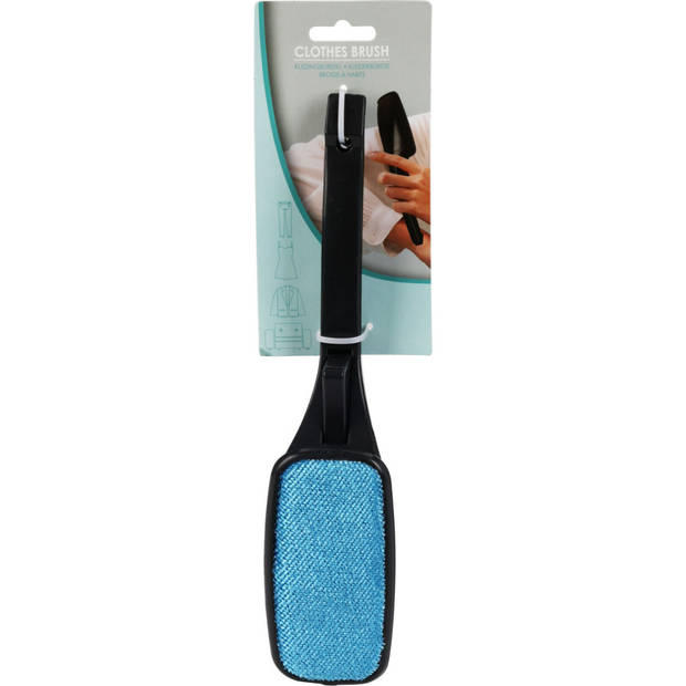 Kledingborstel/ontpluizer/pluizenverwijderaar - zwart/blauw - 26 cm - Kledingborstels