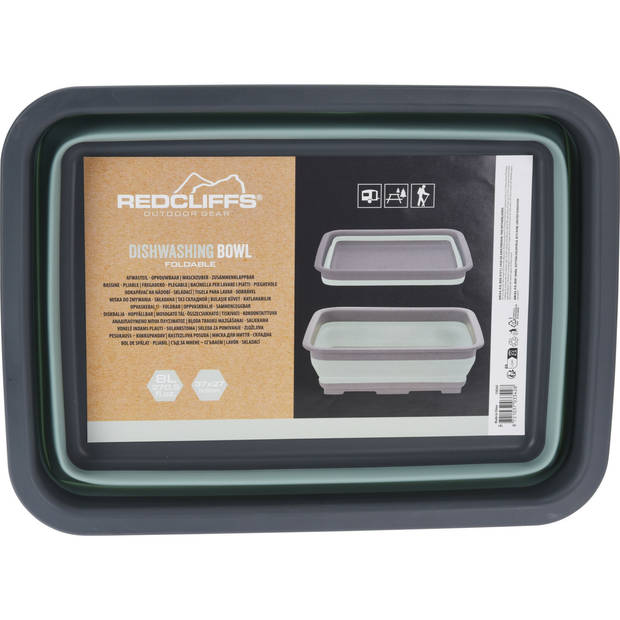 Redcliffs Camping/keuken afwasbak - opvouwbaar - 37 x 27 cm - kunststof - groen - Afwasbak