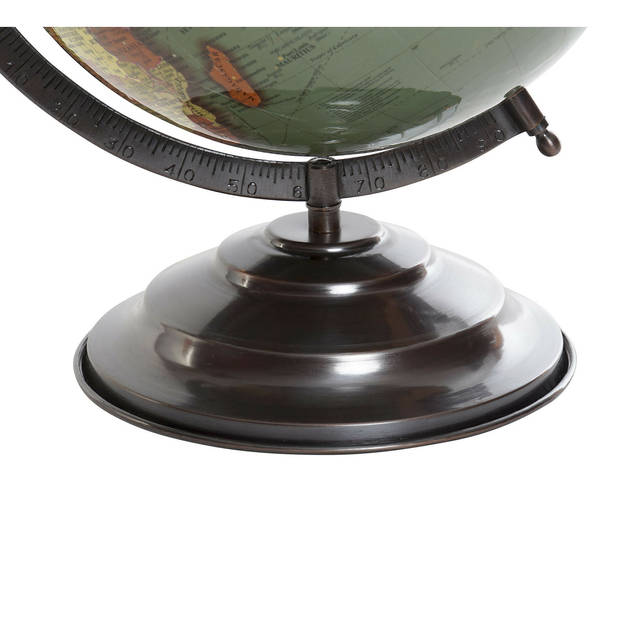 Items Deco Wereldbol/globe op voet - kunststof - groen/zwart - home decoratie artikel - D25 x H35 cm - Wereldbollen