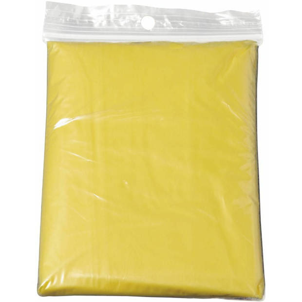 Regenponcho - geel transparant - wegwerp - voor volwassenen - one size fitts all - capuchon - Regenponcho's