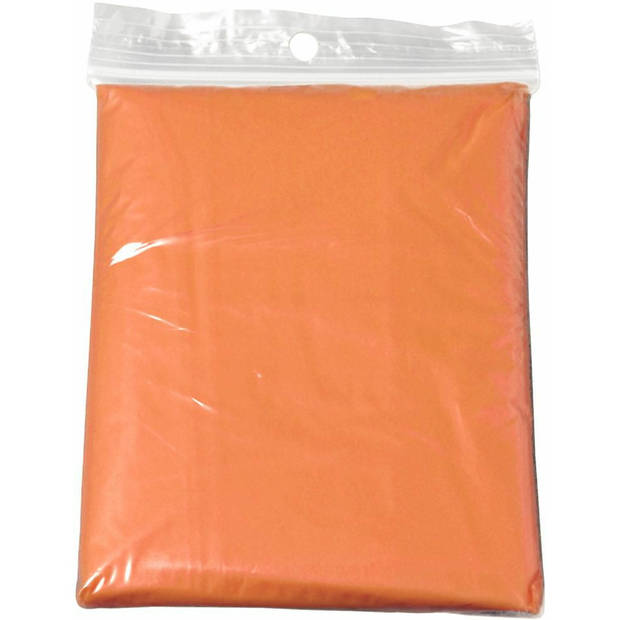 Regenponcho - oranje transparant - wegwerp - voor volwassenen - one size fitts all - capuchon - Regenponcho's