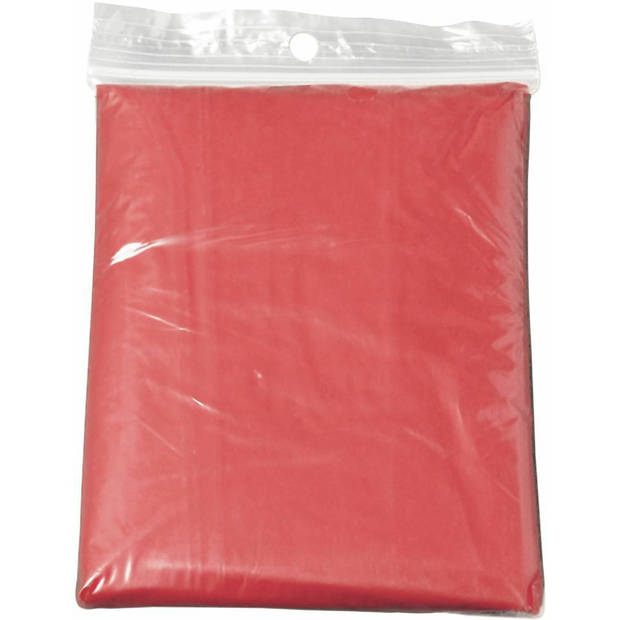 Regenponcho - rood transparant - wegwerp - voor volwassenen - one size fitts all - capuchon - Regenponcho's