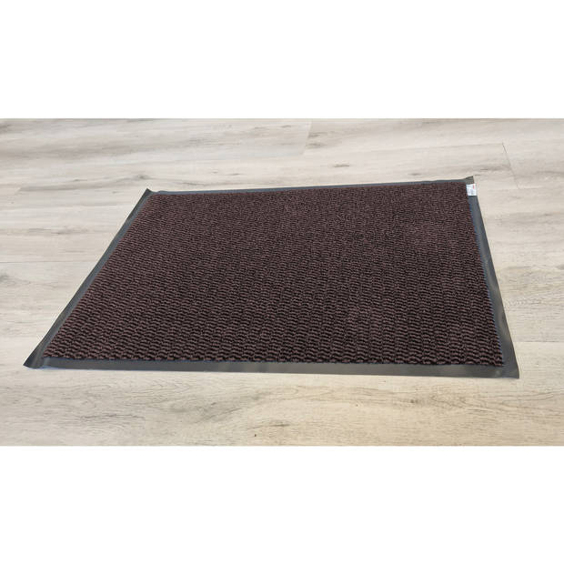 Brumag Anti slip deurmat/schoonloopmat PVC - bruin - 90 x 60 cm - voor binnen - Deurmatten