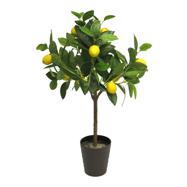 Bellatio design Kunst citrus boom in pot - citroen - 70 cm - kunstplant - voor binnen - Kunstplanten