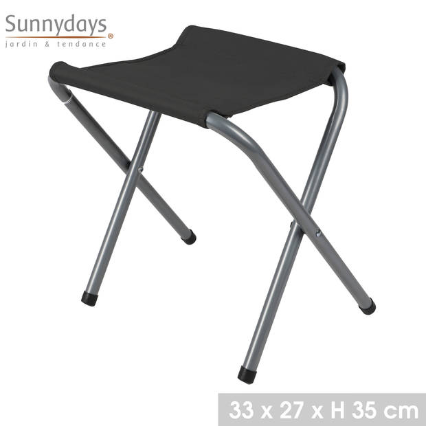 Sunnydays Camping/outdoor krukje - Inklapbaar - zwart - 33 x 27 x 35 cm - Krukjes