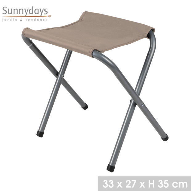 Sunnydays Camping/outdoor krukje - Inklapbaar - beige - 33 x 27 x 35 cm - Krukjes