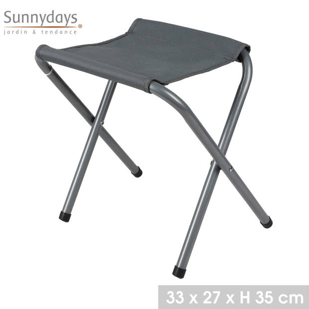 Sunnydays Camping/outdoor krukje - Inklapbaar - grijs - 33 x 27 x 35 cm - Krukjes