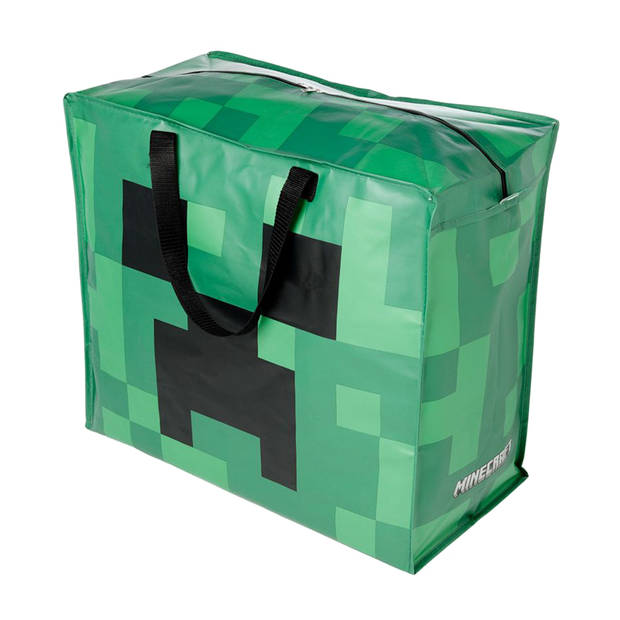 Dekentas/wastas met rits - Minecraft - groen - 55 x 28 x 48 cm - boodschappentas/opbergtas - Shoppers