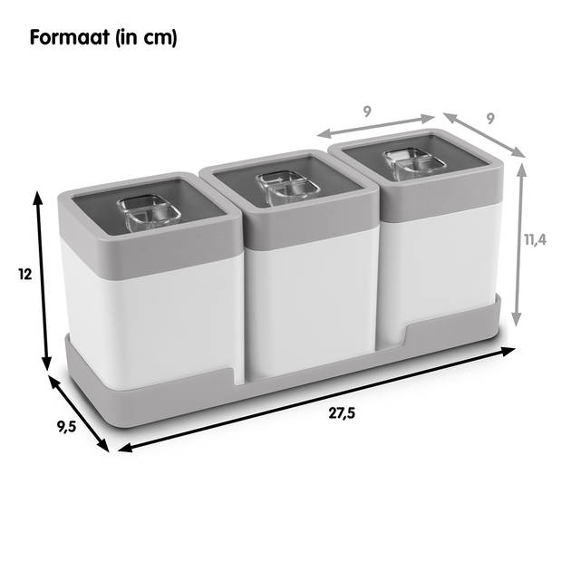 Sigma home voorraadbussen set 0,6L met tray wit grijs