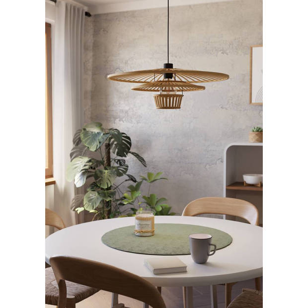 EGLO Lydney Hanglamp - E27 - Ø 57 cm - Zwart/Bruin