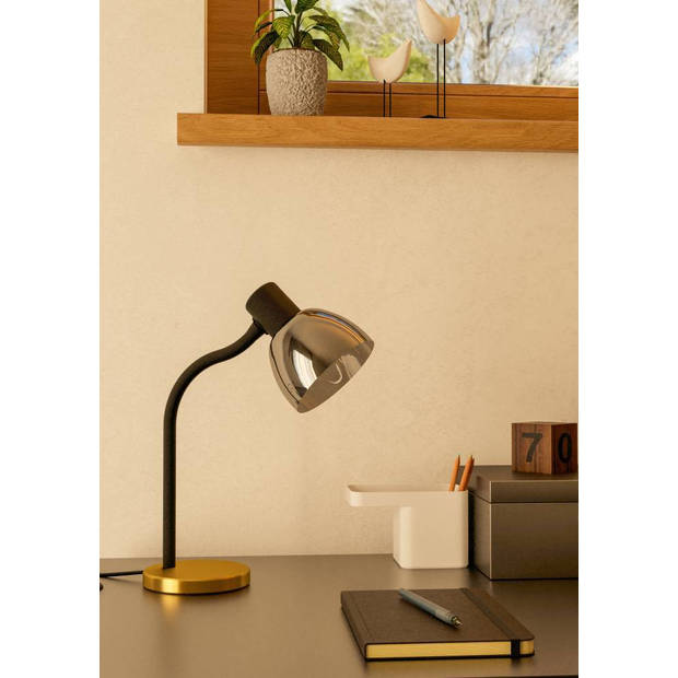 EGLO Macere Tafellamp - Bureaulamp - E14 - 34 cm - Zwart/Goud