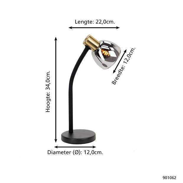 EGLO Macere Tafellamp - Bureaulamp - E14 - 34 cm - Zwart/Goud