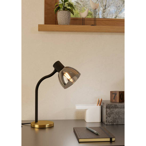 EGLO Macere Tafellamp - Bureaulamp - E14 - 34 cm - Zwart/Goud