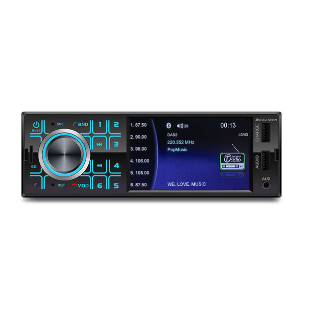 Caliber Autoradio Met Bluetooth, USB, AUX - 4 Inch Scherm - Achteruitrijcamera aansluiting - Extra USB (RMD404DAB-BT)