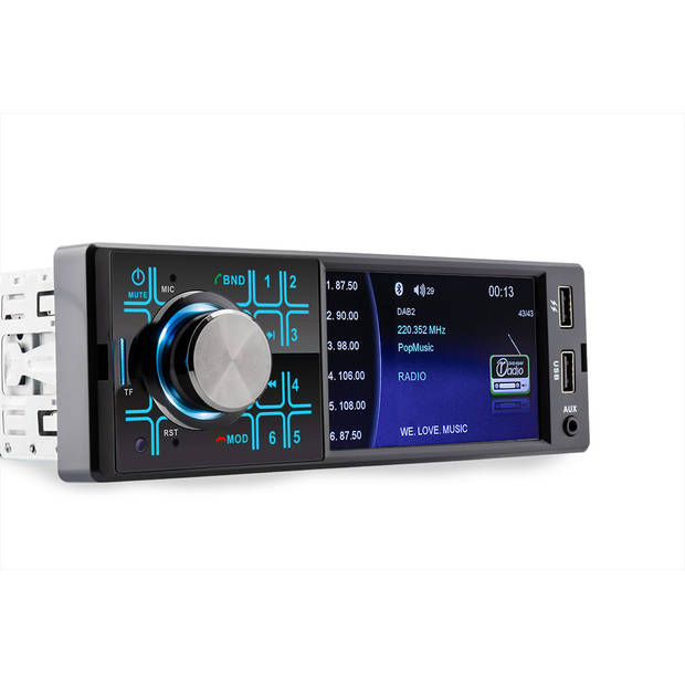 Caliber Autoradio Met Bluetooth, USB, AUX - 4 Inch Scherm - Achteruitrijcamera aansluiting - Extra USB (RMD404DAB-BT)