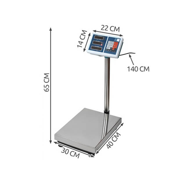 Malatec Digitale Platformweegschaal - Elektronische Pakket Weegschaal - Tot 100 kg