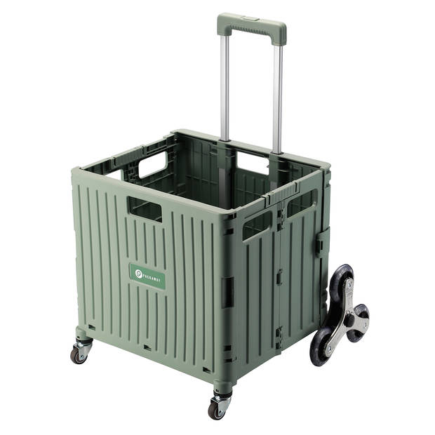 Packaway XL Opvouwbare Boodschappentrolley met speciale stoep wielen - Boodschappenkrat - Opbergbox - 50 Liter - Groen