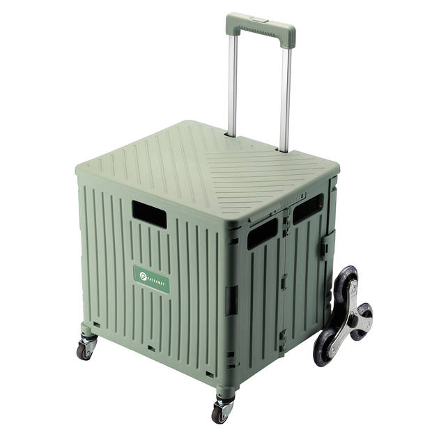 Packaway XL Opvouwbare Boodschappentrolley met speciale stoep wielen - Boodschappenkrat - Opbergbox - 50 Liter - Groen