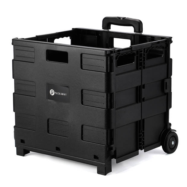 Packaway XL Opvouwbare Boodschappentrolley met wielen - Boodschappenkrat - Opbergbox - Vouwkrat - 50 Liter - Zwart