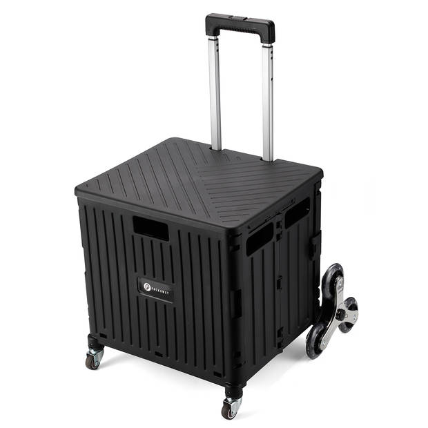 Packaway XL Opvouwbare Boodschappentrolley met speciale stoep wielen - Boodschappenkrat - Opbergbox - 50 Liter - Zwart