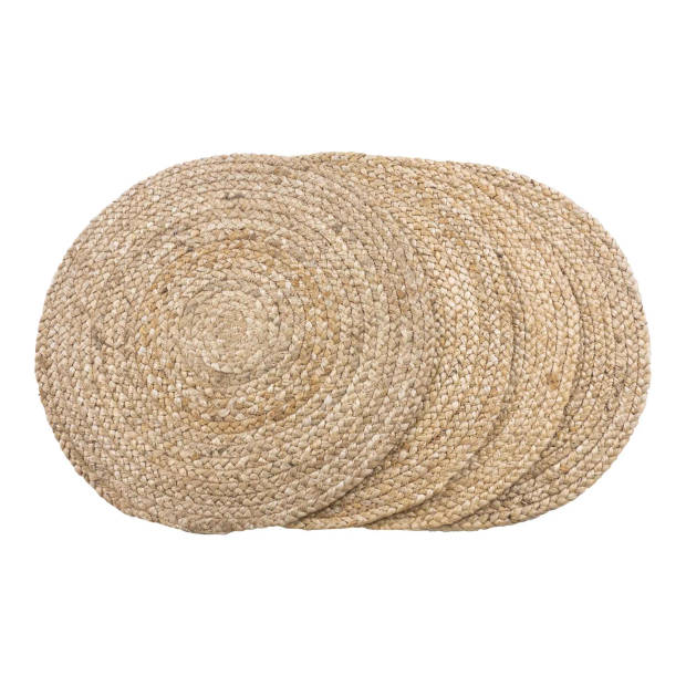 Krumble Ronde placemats – Set van 4 – Jute – Rond - ø38 cm - Naturel