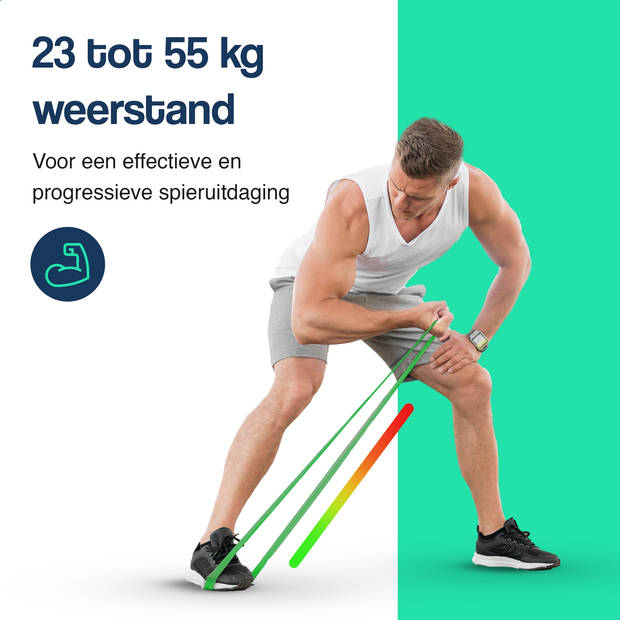 Hulser Resistance band 23 tot 55 kg - 104 / 208 cm - Weerstandsband pull up - Fitness weerstandband - Elastiek - Groen