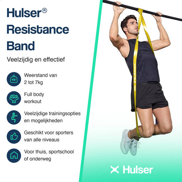 Hulser Resistance band 2 tot 7 kg - 104 / 208 cm - Weerstandsband pull up - Fitness weerstandband - Elastiek - Geel