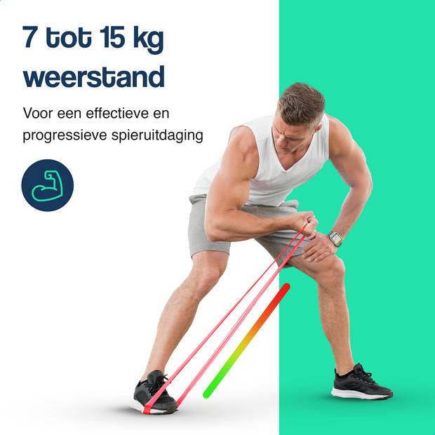 Hulser Resistance band 7 tot 15 kg - 104 / 208 cm - Weerstandsband pull up - Fitness weerstandband - Elastiek - Rood