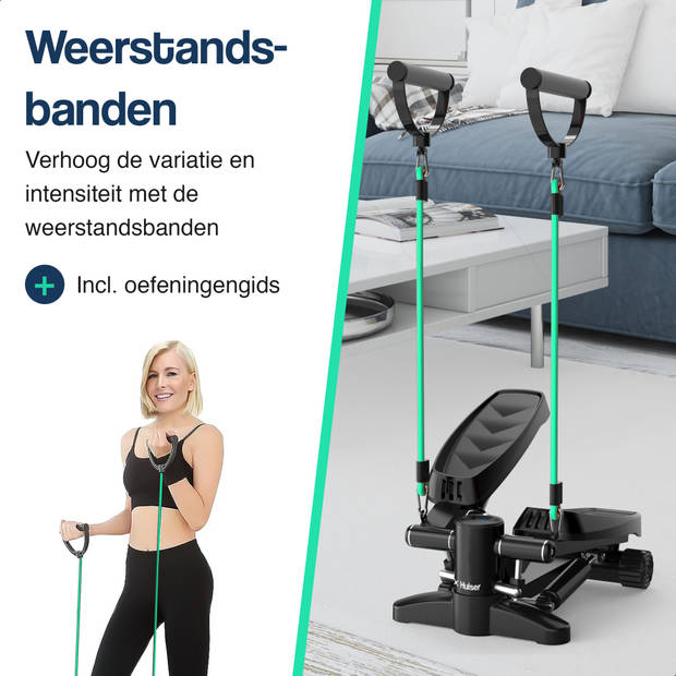 Hulser Stepper met display - Verstelbare weerstand - Met weerstandsbanden - Home gym fitnessapparaat - Thuis sporten