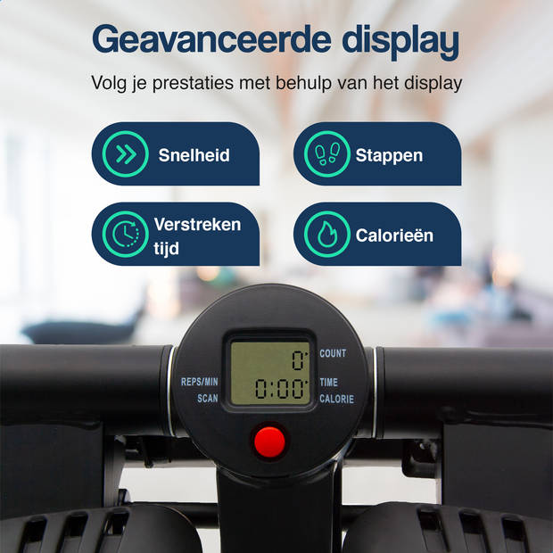 Hulser Stepper met display - Verstelbare weerstand - Met weerstandsbanden - Home gym fitnessapparaat - Thuis sporten