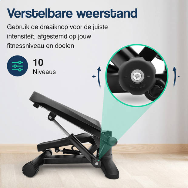 Hulser Stepper met display - Verstelbare weerstand - Met weerstandsbanden - Home gym fitnessapparaat - Thuis sporten