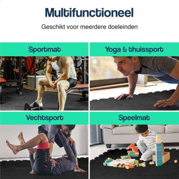 Hulser Puzzelmat - 30 x 30 x 1 cm - 24 stuks - 2,16 m2 - EVA foam mat - Fitnessmat - Vloerbeschermer - Fitness vloer