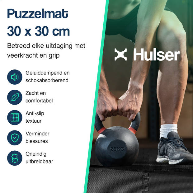 Hulser Puzzelmat - 30 x 30 x 1 cm - 12 stuks - 1,08 m2 - EVA foam mat - Fitnessmat - Vloerbeschermer - Fitness vloer