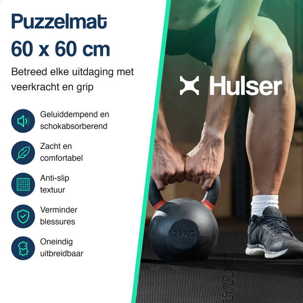 Hulser Puzzelmat - 60 x 60 x 1,2cm - 18 stuks - 6,48m2 - EVA foam mat - Fitnessmat - Vloerbeschermer - Fitness vloer