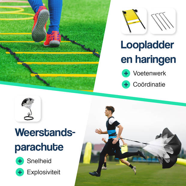 Hulser Sport Trainingsmateriaal - 26-delig - Geel - Voetbal - Hockey spullen - Sporttrainingsuitrusting - Behendigheid