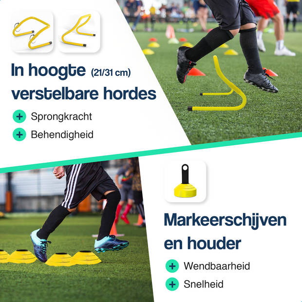 Hulser Sport Trainingsmateriaal - 26-delig - Geel - Voetbal - Hockey spullen - Sporttrainingsuitrusting - Behendigheid