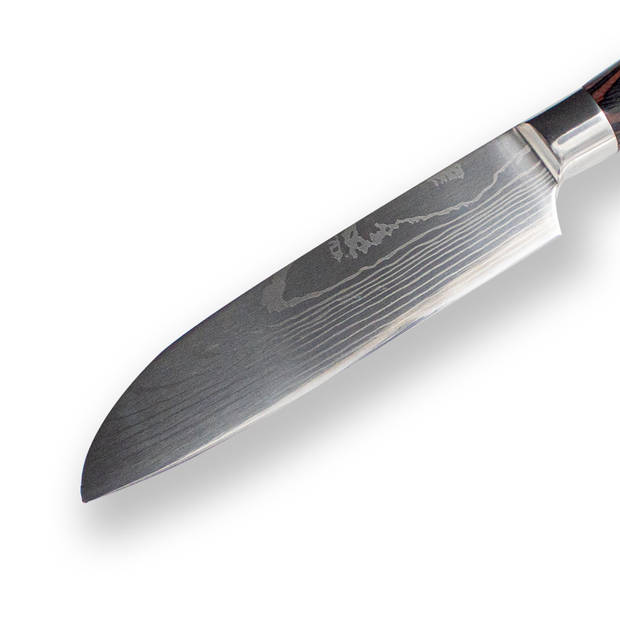 Shinrai Japan Japanse Damascus Print Series - Klein Santoku mes (13cm)