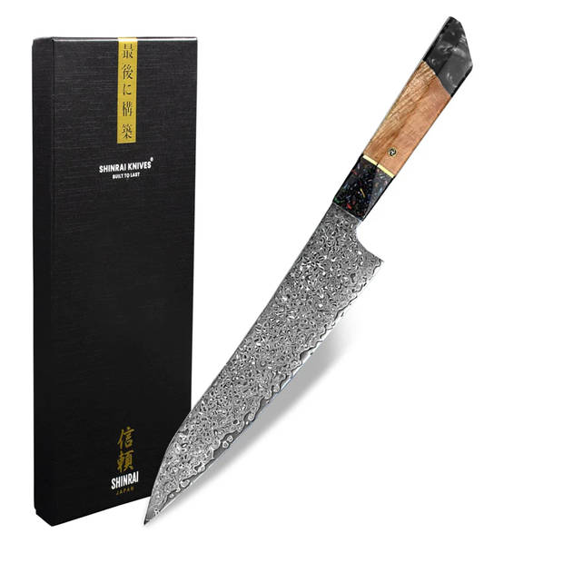 Shinrai Japan Onyx Epoxy Jewels Damascus Koksmes 23 cm - Special Edition