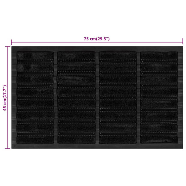 vidaXL Deurmat rechthoekig 45x75 cm rubber en kokosvezel