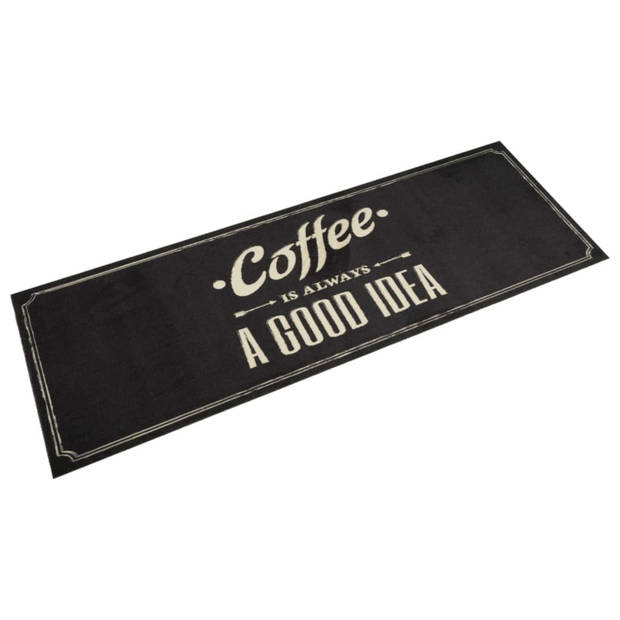 vidaXL Keukenmat wasbaar koffietekst 60x180 cm fluweel