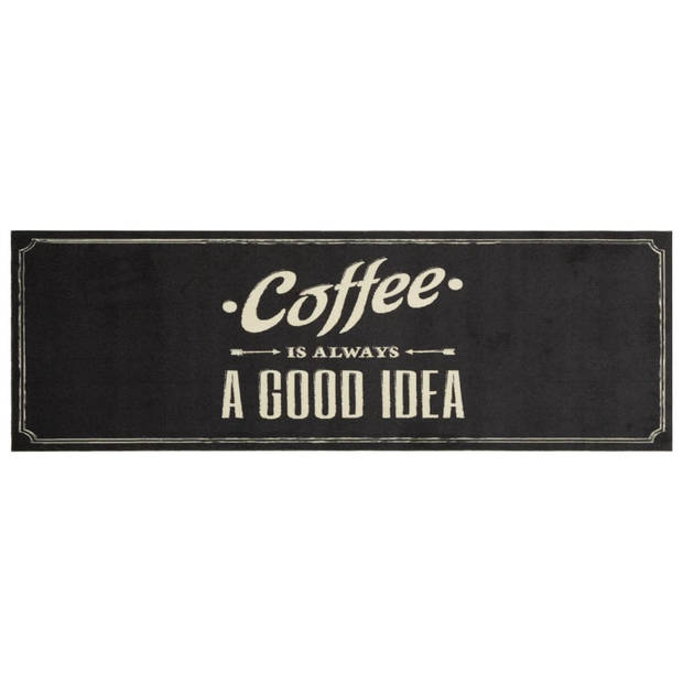 vidaXL Keukenmat wasbaar koffietekst 60x180 cm fluweel