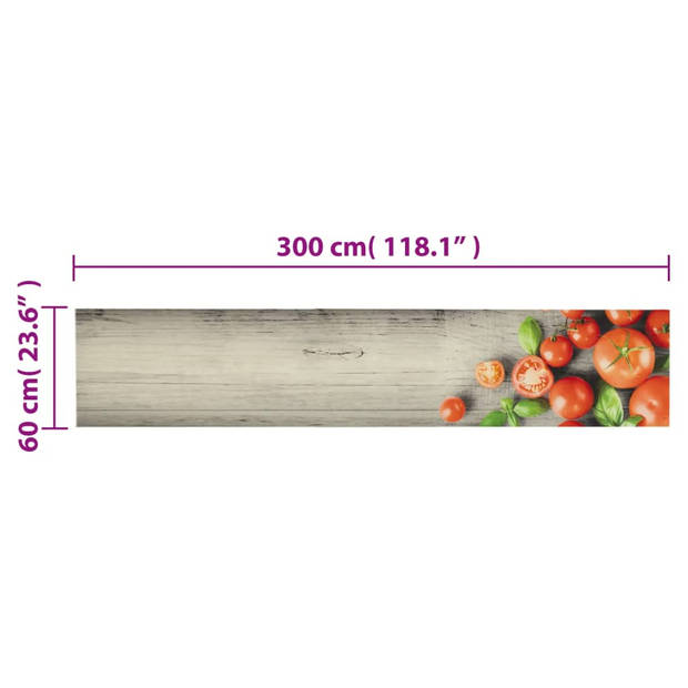 vidaXL Keukenmat wasbaar tomatenprint 60x300 cm fluweel