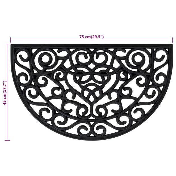 vidaXL Deurmat halfrond 45x75 cm rubber