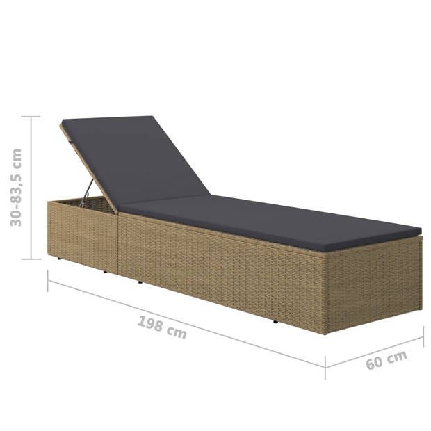 vidaXL Ligbed poly rattan bruin en donkergrijs